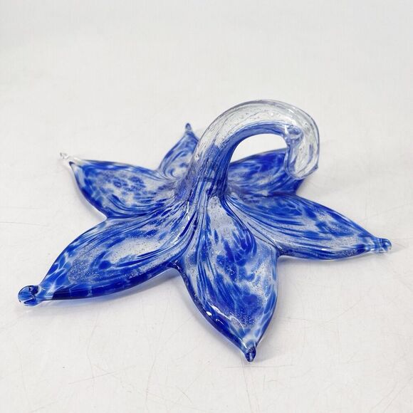 Set of 4 Vintage Murano Blown Glass Flowers Red Green Blue - Picture 6 of 16